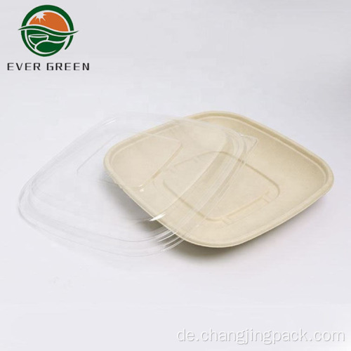 Einweg -Zuckerrohr -Bagasse zum Mittagessen Square Container